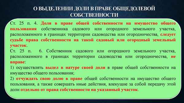 Выдел доли в натуре земельного участка из общей долевой собственности