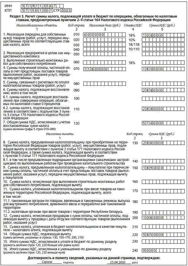 Пошаговая инструкция заполнения раздела 9 декларации по НДС