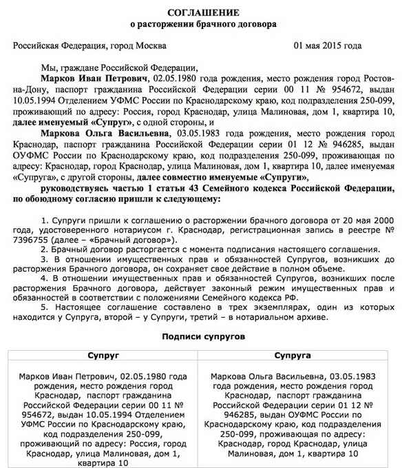 Расторжение брачного договора по обоюдному согласию и в суде
