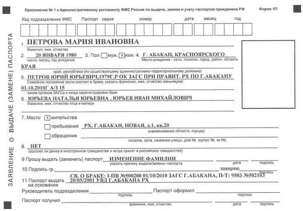 Смена паспорта при смене фамилии после замужества