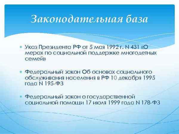 Федеральный закон и Указ Президента о государственной поддержке многодетных семей: основные положения