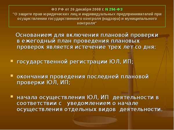Содержание 294-ФЗ о защите прав юридических лиц и индивидуальных предпринимателей