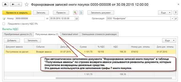Возврат аванса покупателю: как правильно отразить код вида операции в книге покупок?