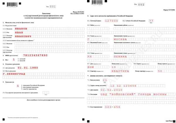Форма Р21001: образец бланка 2019 года, требования к оформлению и заполнению