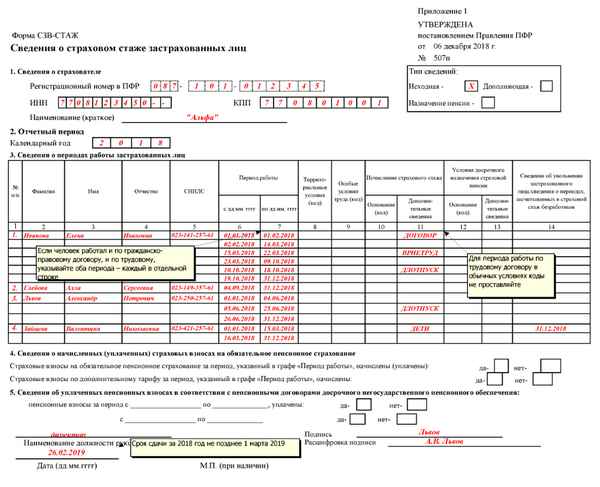 Новая форма СЗВ-СТАЖ: изменения в 2019 году, порядок заполнения и образец бланка
