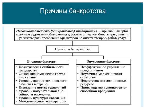 Причины банкротства предприятий: ООО, ПАО, ФГУП, внешние и внутренние основания, профилактика