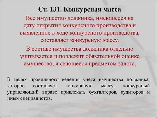 Что такое конкурсная масса при банкротстве? Порядок ее формирования для физических и юридических лиц